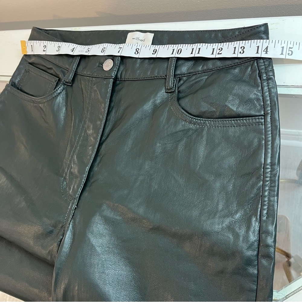 Aritzia Women's Size 6 Melina Vegan Leather Dark Green Cropped High Rise Pant - Picture 13 of 15